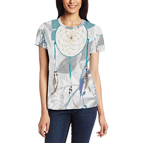 Dreamcatcher Turquesa Buen Significado Camiseta Casual Manga Corta Túnica Tops Cuello Redondo Blusa Cómodo Bm002 XL