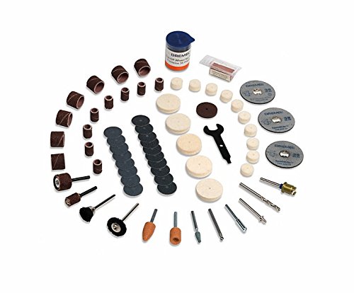 Dremel 723 Kit de 100 Accesorios Variados - Juego de Accesorios para Herramienta Rotativa para Tallar, Fresar, Amolar, Limpiar, Pulir, Cortar, Lijar y Grabar