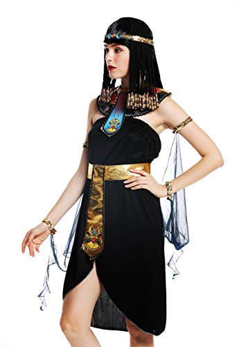 dressmeup - W-0264-S/M Disfraz Mujer Feminino Halloween Cleopatra Egipto Reina faraón Negro Talla S/M