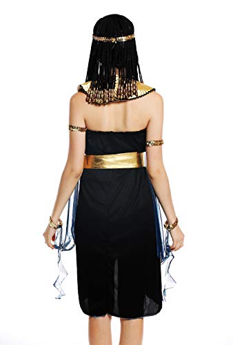 dressmeup - W-0264-S/M Disfraz Mujer Feminino Halloween Cleopatra Egipto Reina faraón Negro Talla S/M