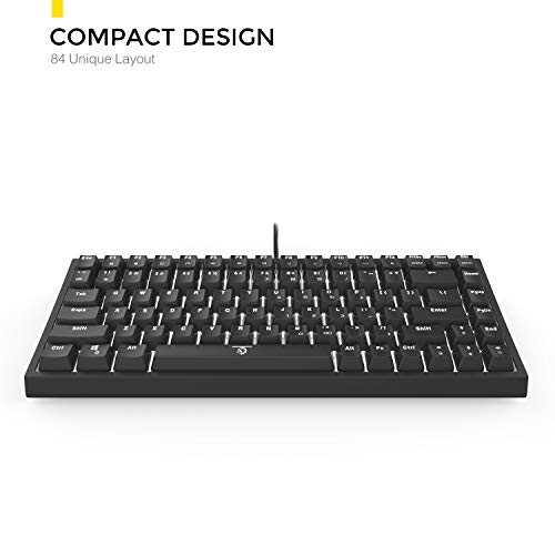 DREVO Gramr Teclado Mecánico Gaming Retroiluminación LED Blanca, Tamaño 75% Tipo TKL con 84 Teclas QWERTY Keyboard Interruptor Rojo, Negro