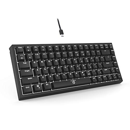 DREVO Gramr Teclado Mecánico Gaming Retroiluminación LED Blanca, Tamaño 75% Tipo TKL con 84 Teclas QWERTY Keyboard Interruptor Rojo, Negro