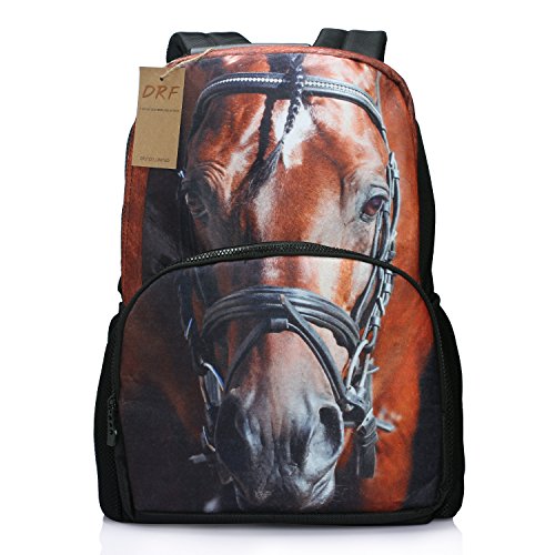 DRF Mochila Caballo 3D Estampada para Portátil 15'' Escolar BG111