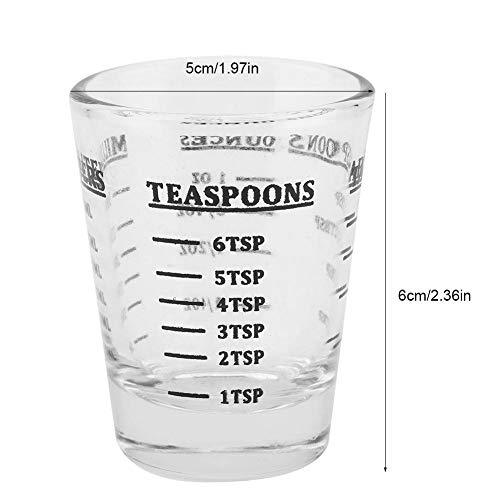 Drgger Vasos medidores - Vaso medidor de Vidrio pequeño, Oz/Ml/Cucharadita/Cuchara de Sopa 4 Vasos de Medida de balanzas, 1 Onza 30ml Herramienta de Cocina.