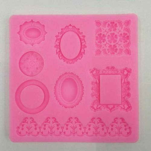 dryujdytru Original Marco de Fotos Fondant Molde Silicona Pastel Borde Decoración, Adorno para Pasteles, Joya,Polímero Flexible, Manualidades Proyectos para Hogar Decoración - Rosa