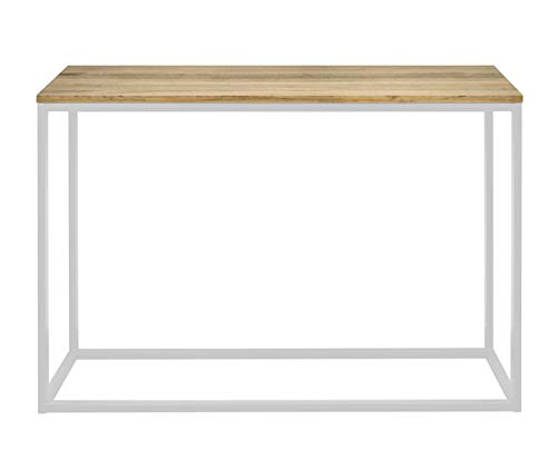 DS Dropshipping Mesa Recibidor iCub. Color Blanco. Dimensiones 120x35x80cm. Fabricado en España en Madera de Pino Maciza con Estructura de Tubo de Acero.