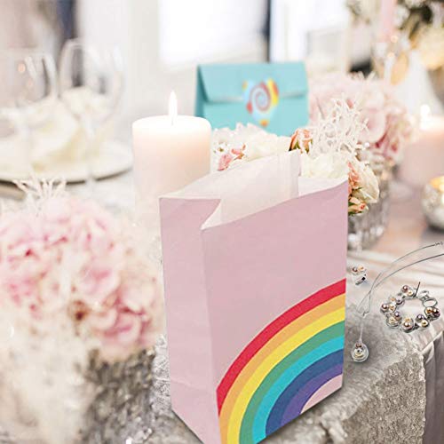 Dsaren 40 Pcs Bolsas de Regalo Papel Arcoiris Bolsa de Fiesta Infantil con 100 Pegatinas Corazon para Boda Navidad Baby Shower Suministros Fiesta de Cumpleaños