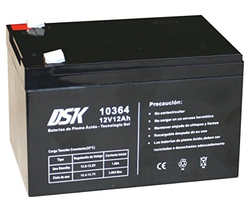 DSK 10364 - Batería Plomo tecnología Gel 12V 12 Ah, Negro Ideal para Cualquier Aparato de Movilidad eléctrica