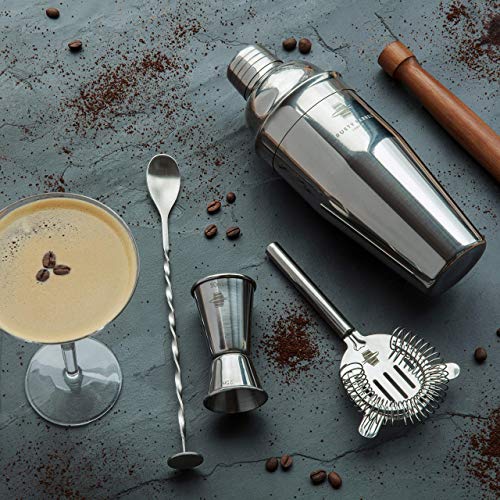 Dsnmm Reg;Mayfair cóctel Haciendo Conjunto Grande de Estilo Manhattan Acero Inoxidable Shaker, Muddler, Colador, Bar Medida, vertedor, Cuchara Receta de folletos |Presentado en una Caja de Regalo DS