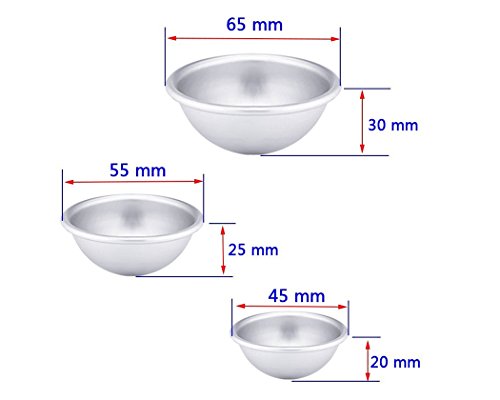 DSstyles Molde de aluminio para hornear 3 piezas de moldes de bomba de baño molde de bolas para hornear esfera para hornear