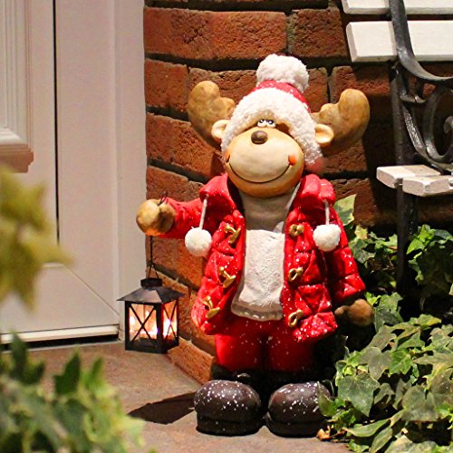 Dszapaci Navidad decoración Figura Alce decoración Navidad XL 48 cm con Farol para Vela de té en casa Entrada o jardín Reno Rudolph