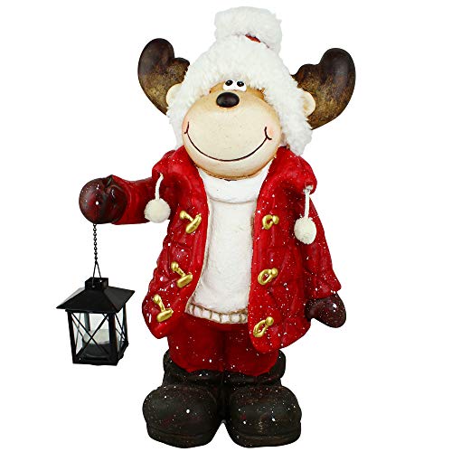 Dszapaci Navidad decoración Figura Alce decoración Navidad XL 48 cm con Farol para Vela de té en casa Entrada o jardín Reno Rudolph