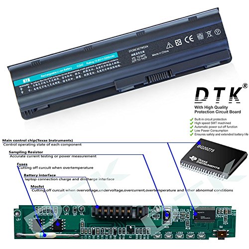 Dtk Batería de Repuesto para Portátil for Hp G32 G42 G62 G72 G4 G6 G6t G7 ; Compaq Presario Cq32 Cq42 Cq43 Cq430 Cq56 Cq62 Cq72 ; Hp Pavilion Dm4 ; Fits Mu06 593553-001 593554-001 Mu09 593550-001