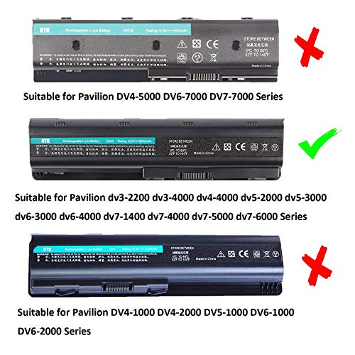 Dtk Batería de Repuesto para Portátil for Hp G32 G42 G62 G72 G4 G6 G6t G7 ; Compaq Presario Cq32 Cq42 Cq43 Cq430 Cq56 Cq62 Cq72 ; Hp Pavilion Dm4 ; Fits Mu06 593553-001 593554-001 Mu09 593550-001