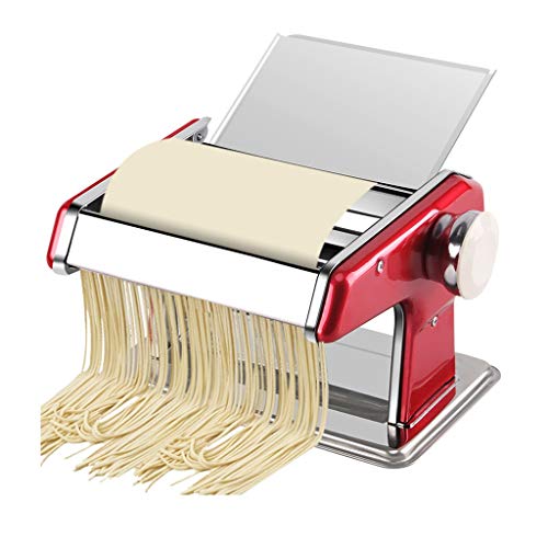 Duan hai rong DHR Pasta Maker - Pasta Machine Pasta Casera - Pasta Fresca Rápida Y Fácil - Cortador De Fideos De Acero Inoxidable - Rojo