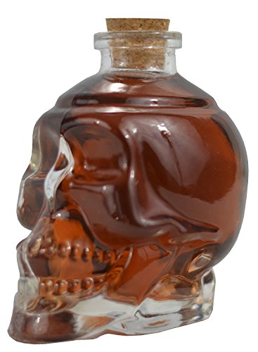 Ducomi Rover – Botella de cristal con forma de calavera para licores, vino, cerveza y alcohol con tapón de corcho – Idea regalo de Navidad original para hombre y mujer