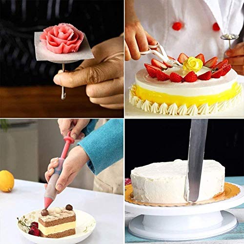 DUDDP Herramienta de pastelería 39pc Decoración de Pasteles Suministros Kit, girando la torta que adorna la placa giratoria, con la tubería Bolsas, suministros for hornear, la magdalena adorna el kit,