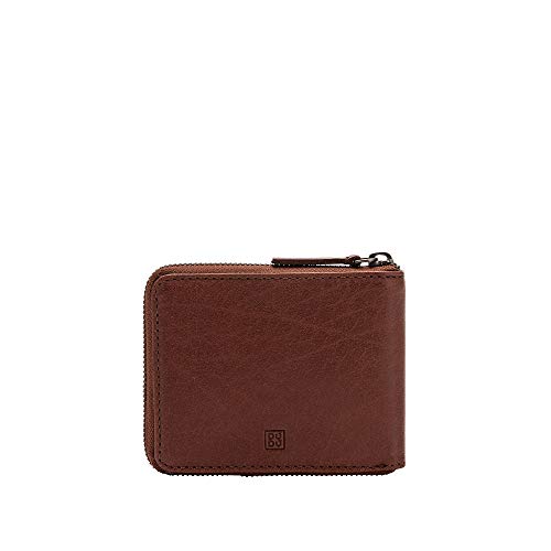 DUDU Cartera Hombre con Cremallera Zip de Piel de Búfalo Zip Around con Monedero y Tarjetero Marron