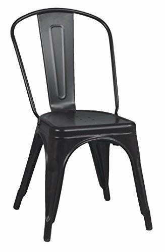 Due-Home - Silla Replica Tolix, Estructura Metalica Color Negro Mate, Medidas: 46,5 cm (Ancho) x 84 cm (Alto) x 52,2 cm (Fondo).