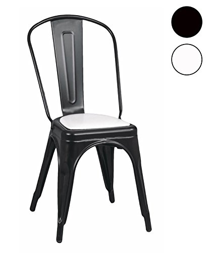 Due-Home - Silla Replica Tolix, Estructura Metalica Color Negro Mate, Medidas: 46,5 cm (Ancho) x 84 cm (Alto) x 52,2 cm (Fondo).