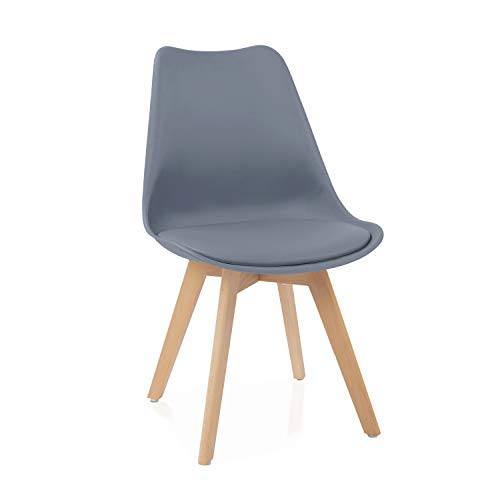 duehome - Beench - Pack 4 sillas Tower Madera Haya, sillas de Comedor Estilo nordico, Medidas: 49 cm (Ancho) x 83 cm (Alto) x 53,5 cm (Fondo) (Gris)