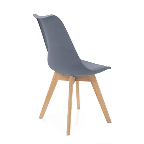 duehome - Beench - Pack 4 sillas Tower Madera Haya, sillas de Comedor Estilo nordico, Medidas: 49 cm (Ancho) x 83 cm (Alto) x 53,5 cm (Fondo) (Gris)