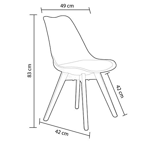 duehome - Beench - Pack 4 sillas Tower Madera Haya, sillas de Comedor Estilo nordico, Medidas: 49 cm (Ancho) x 83 cm (Alto) x 53,5 cm (Fondo) (Gris)