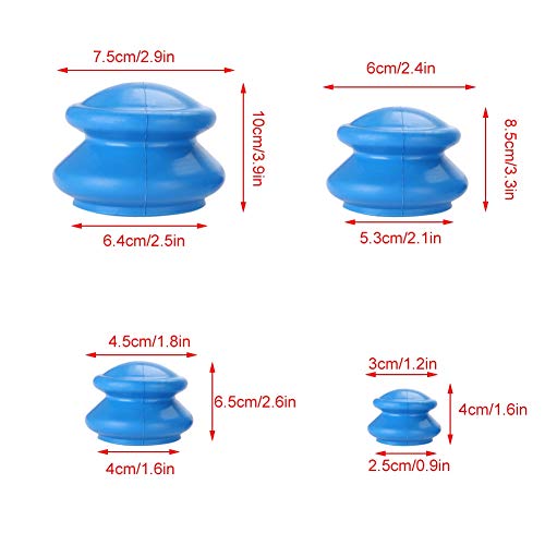 Duevin 4 Unids Vaso de Ventosas de Silicona Vasos de Ventosas de Silicona Médica Ventosas Chinas Cuidado de la Salud Producto de Masaje Eliminador de Celulitis Masajeador