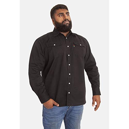 Duke - Camisa Vaquera Modelo Western en Tallas Grandes para Hombre (3XL) (Negro)