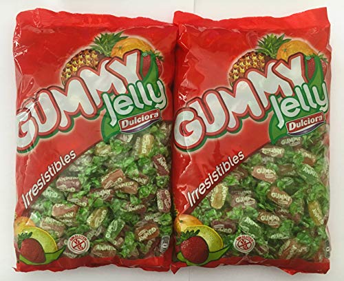 Dulciora Gummy Jelly Caramelos Gominolas Masticables Sin Gluten • Pack 2 x Bolsa 2 kg + Regalo Bolsa Maiz para Palomitas Oro del Mediterráneo 500 g