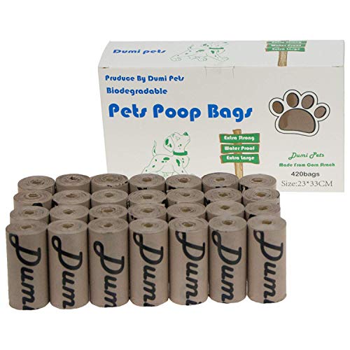 Dumi Pets Bolsas biodegradables para residuos de perro extra gruesas y fuertes, a prueba de fugas, respetuosas con el medio ambiente, 420 unidades