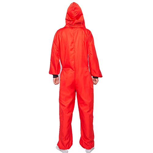 Duo-Mi Disfraz de La Casa de Papel Temporada 3,Jumpsuit Trajes con Dali Máscara y Ametralladora Inflable,Unisex Capucha Disfraz de Carnaval Halloween(S)