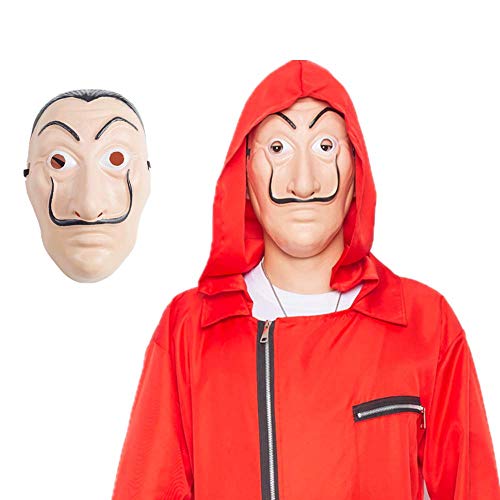 Duo-Mi Disfraz de La Casa de Papel Temporada 3,Jumpsuit Trajes con Dali Máscara y Ametralladora Inflable,Unisex Capucha Disfraz de Carnaval Halloween(S)