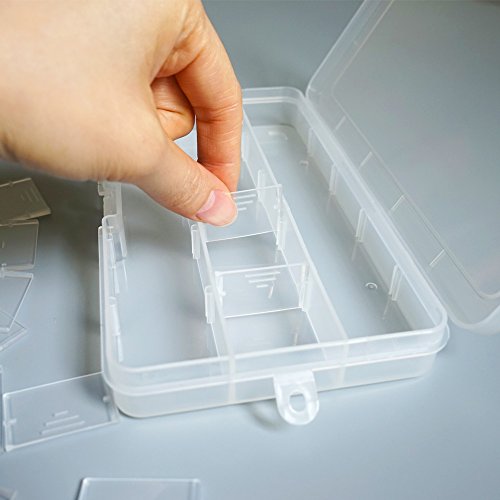 DUOFIRE Ajustable Caja de Almacenamiento de plástico Joyería Organizador Contenedor de Herramientas (15 Compartimientos x 4, Transparente)