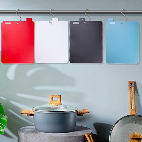 duoledaeu Tablas de Cortar de Plástico, Juego de 4 Tableros de Corte con Color Diferente, Tablas de Cocina para Cortar con Iconos de Alimentos para Lavavajillas