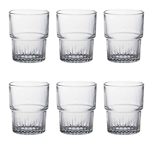 Duralex - Empilable vasos de vidrio 160ml, apilable, sin la marca de llenado, 6 unidades