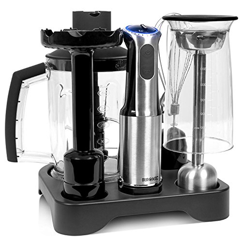 Duronic HB8010 Batidora de Mano 800W con 5 Velocidades y Función Turbo - Vaso Mezcla Picadora + Varilla Batidora + Pasapurés + Bandeja - Ideal para Sopas y Papillas