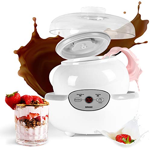 Duronic YM1 Yogurtera con Temporizador 20W con un bol de 1.5L - Panel de Control y Autoapagado - Máquina para hacer Yogur Natural y Casero