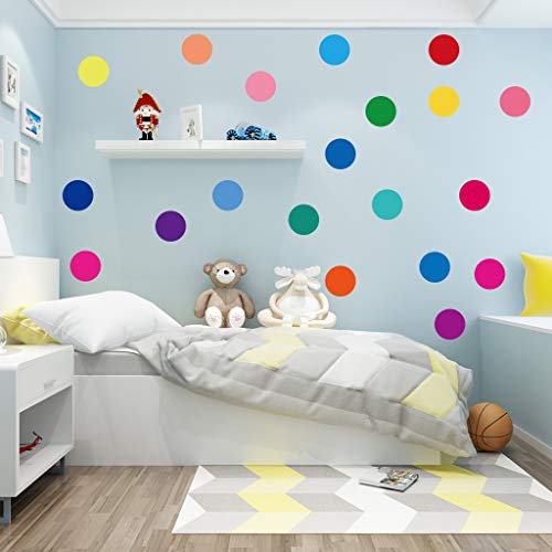 Dusenly - Adhesivos de pared con diseño de lunares coloridos y redondos, pegatinas de pared de vinilo para decoración de pared (2 pulgadas x 120 calcomanías)