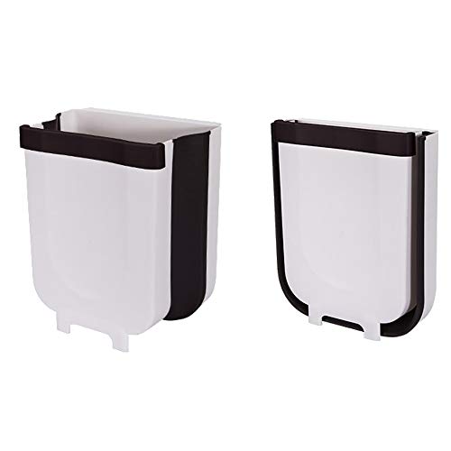 DXIA Cubos de Basura Plegable, Contenedor de Basura Colgar, Pequeño Compacto Cubo De Basura, Se Puede Acoplar a Puertas de Armario, para la Cocina, Dormitorio Coche, Cuarto de baño, 9L (Blanco)