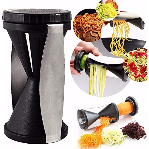 DXQDXQ Mano 2 Piezas Cortador Verduras Profesional Cortador de Espiralizador Multifuncional Mandolina de Cocina Cortadoras Frutas Alimentos Slicer, Negro Spiralizer