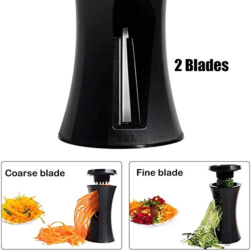 DXQDXQ Mano 2 Piezas Cortador Verduras Profesional Cortador de Espiralizador Multifuncional Mandolina de Cocina Cortadoras Frutas Alimentos Slicer, Negro Spiralizer