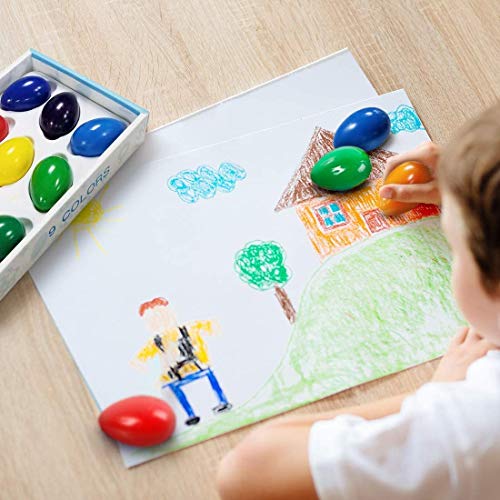 DY_Jin Crayones de Huevo de 9 Colores para niños pequeños, Crayones de Agarre de Palma sólidos Lavables para Agarre de Manos de bebés, Crayones de Pintura Seguros y no tóxicos