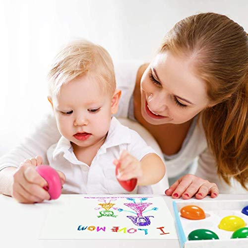 DY_Jin Crayones de Huevo de 9 Colores para niños pequeños, Crayones de Agarre de Palma sólidos Lavables para Agarre de Manos de bebés, Crayones de Pintura Seguros y no tóxicos