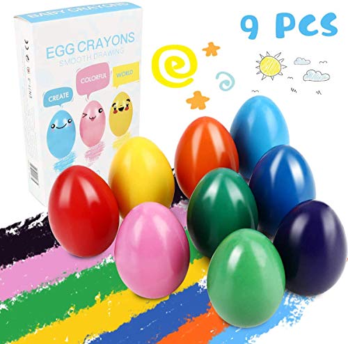 DY_Jin Crayones de Huevo de 9 Colores para niños pequeños, Crayones de Agarre de Palma sólidos Lavables para Agarre de Manos de bebés, Crayones de Pintura Seguros y no tóxicos