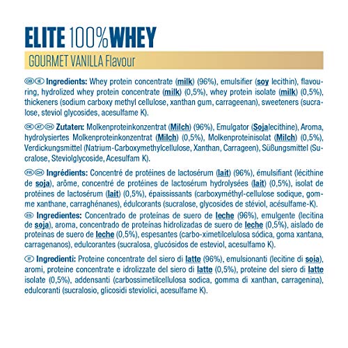 Dymatize Elite Whey Gourmet Vanilla 2,1Kg - Pulverizador de alta Poteína y Baja Azúcar + Proteína de Suero y BCAA