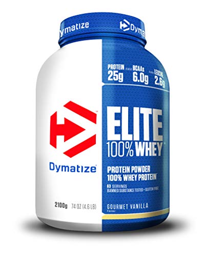 Dymatize Elite Whey Gourmet Vanilla 2,1Kg - Pulverizador de alta Poteína y Baja Azúcar + Proteína de Suero y BCAA