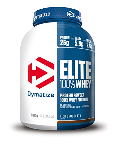 Dymatize Elite Whey Rich Chocolate 2,1Kg - Pulverizador de alta Poteína y Baja Azúcar + Proteína de Suero y BCAA