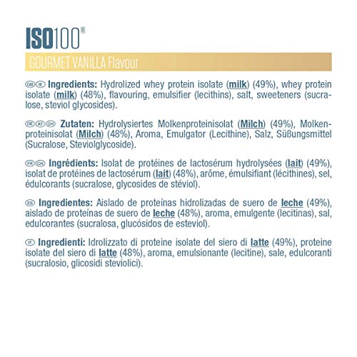 Dymatize ISO 100 Gourmet Vanilla 2,2kg - Hidrolizado de Proteína de Suero Whey + Aislado en Polvo