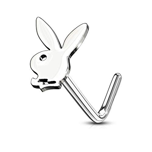 Dynamique Playboy Bunny Top 316L Anillo de Perno Prisionero en Forma de L de Acero quirúrgico (se Vende por Pieza)